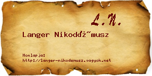 Langer Nikodémusz névjegykártya